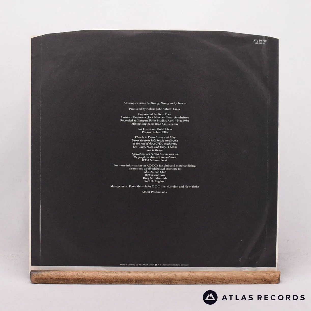 AC/DC - Back In Black - Embossed Sleeve LP Vinyl Record - VG+/EX - Image 3