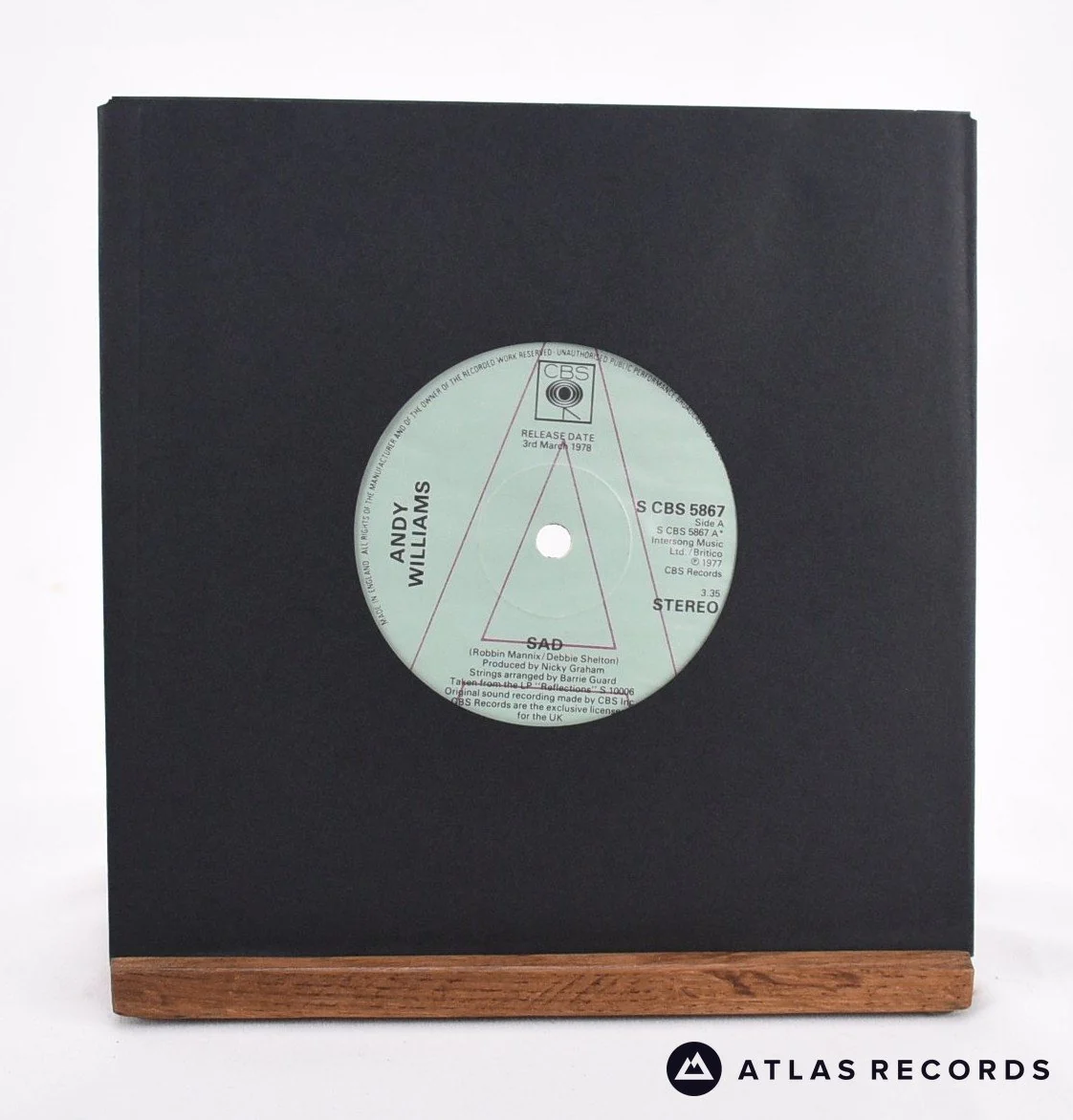 Andy Williams - Sad - Promo 7" Vinyl Record - NM
