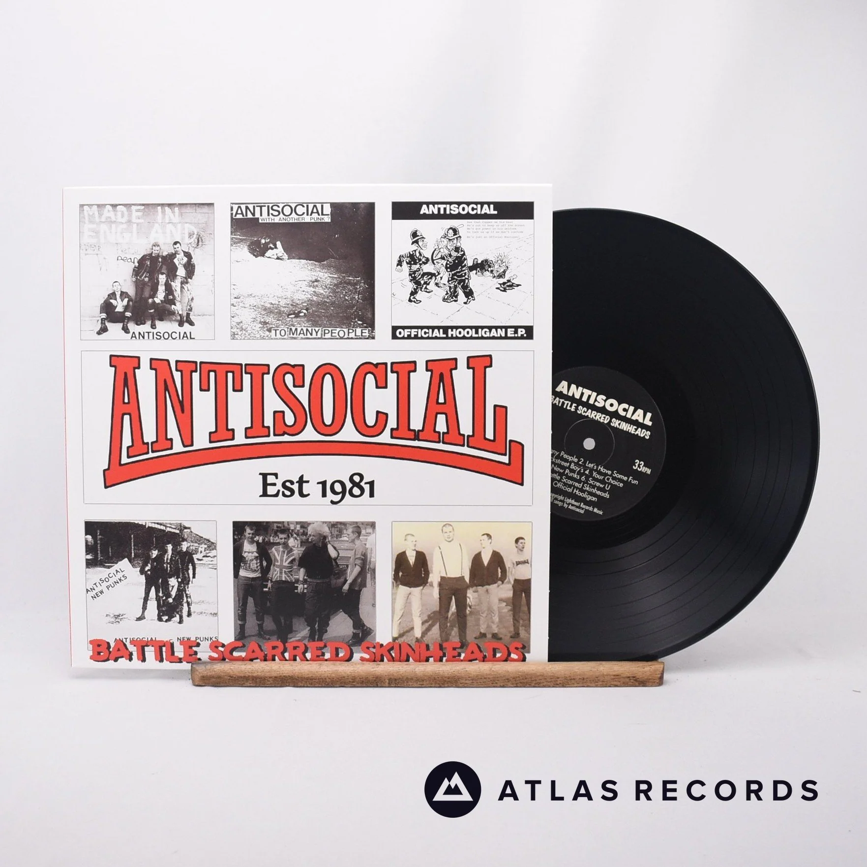 Antisocial - Battle Scarred Skinheads - Reissue A B LP Vinyl Record - NM/NM
