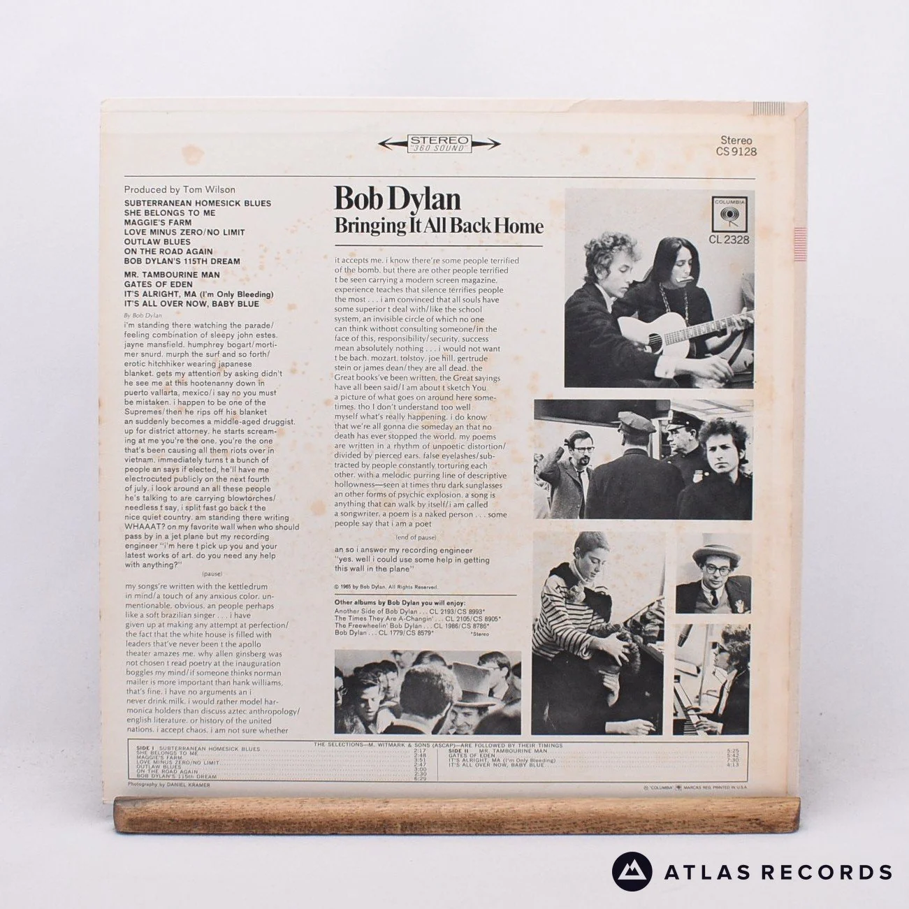 Bob Dylan - Bringing It All Back Home - Reissue Repress LP Vinyl Record - VG+/EX - Image 2