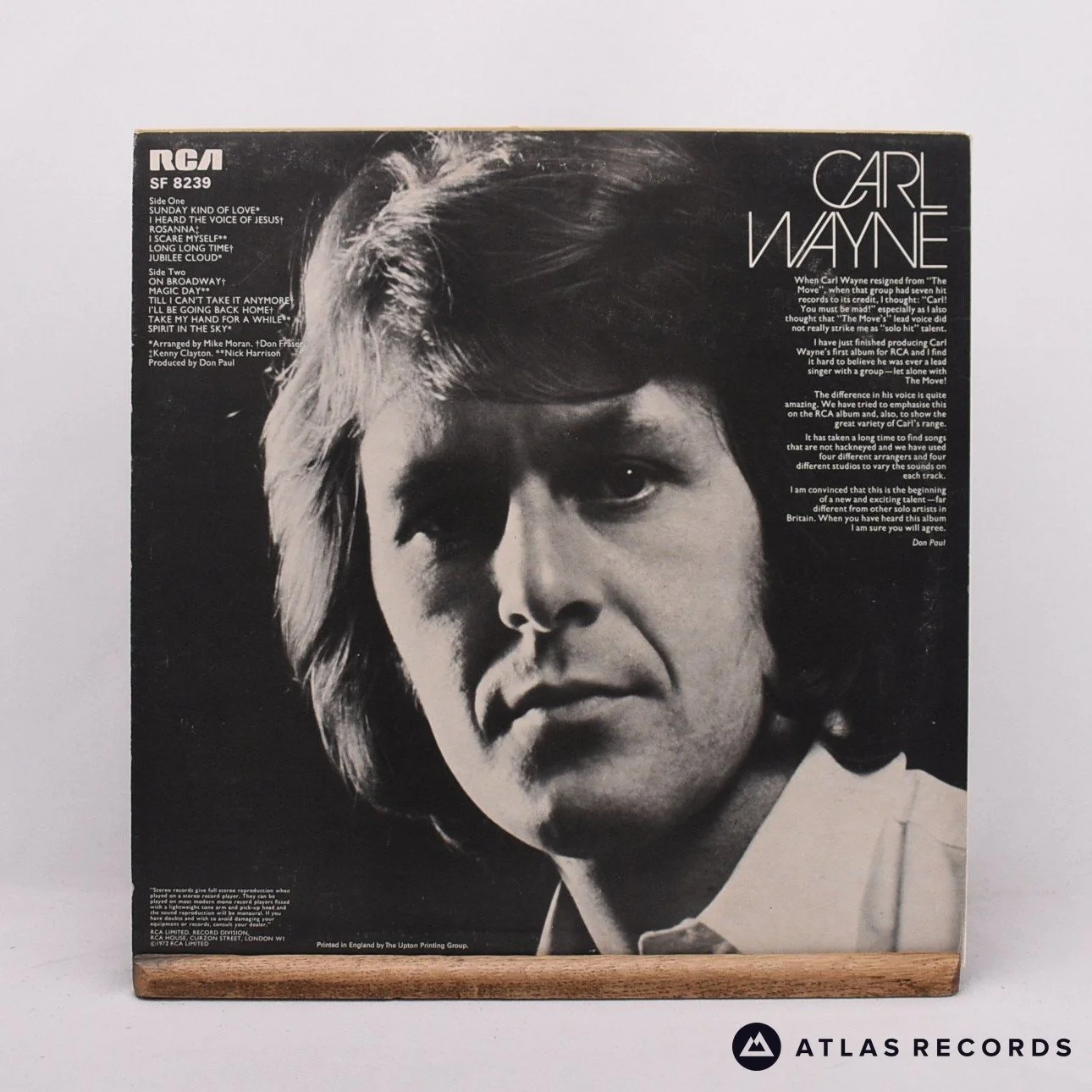Carl Wayne - Carl Wayne - LP Vinyl Record - VG+/EX - Image 2