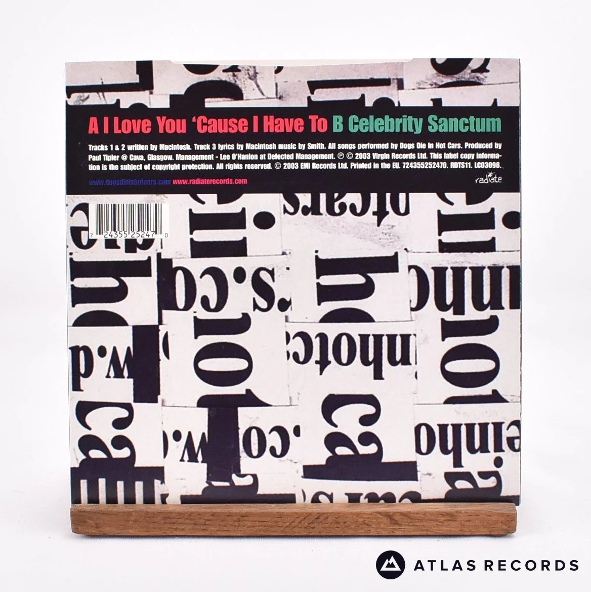 Dogs Die In Hot Cars - I Love You Cause I Have To - 7" Vinyl Record - NM/NM - Image 2