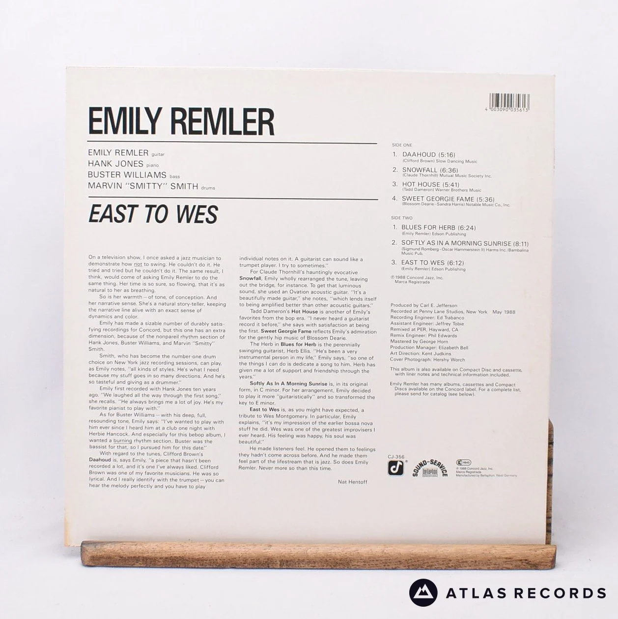 Emily Remler - East To Wes - LP Vinyl Record - VG+/EX - Image 2