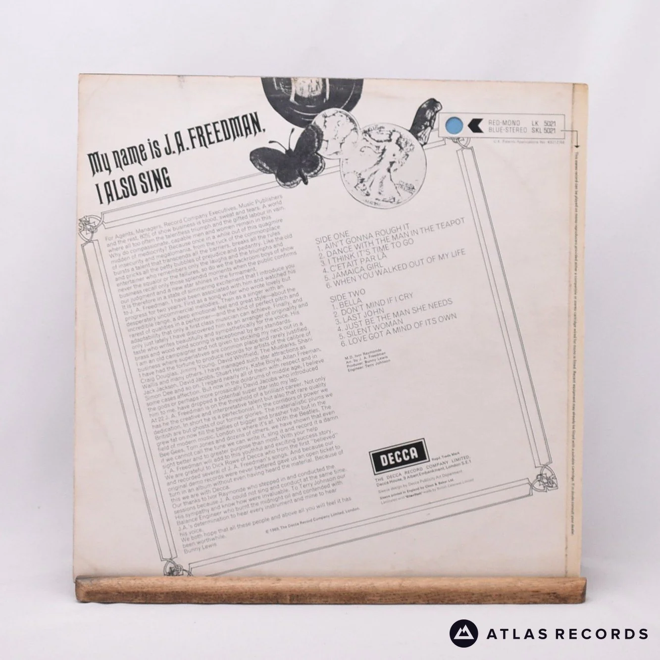 J.A. Freedman - My Name Is J.A.Freedman, I Also Sing - LP Vinyl Record - EX/VG+ - Image 2