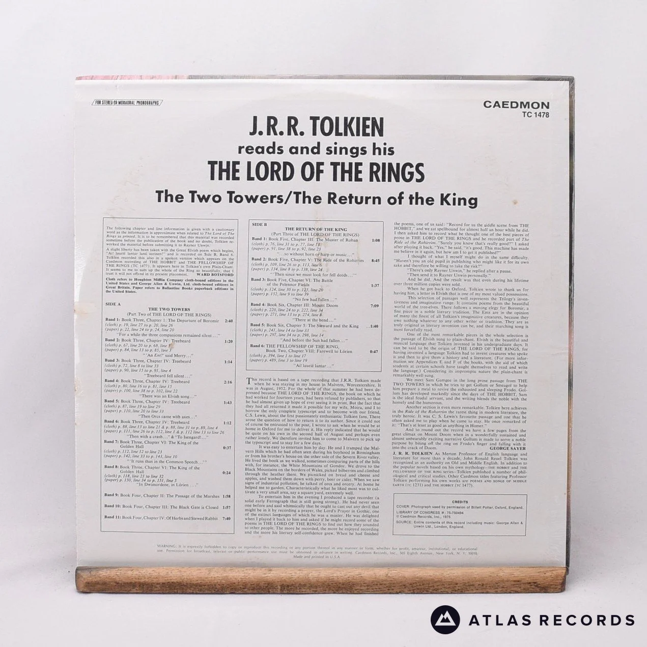 J.R.R. Tolkien - Reads And Sings His The Lord Of The Rings: The Two T - LP Vinyl - Image 2