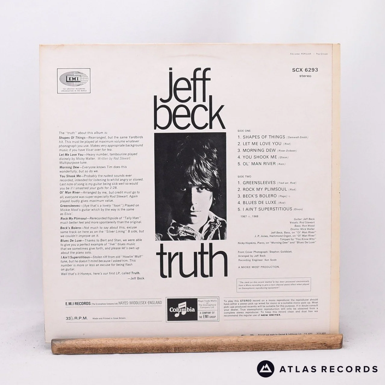 Jeff Beck - Truth - Reissue Repress LP Vinyl Record - EX/EX - Image 2