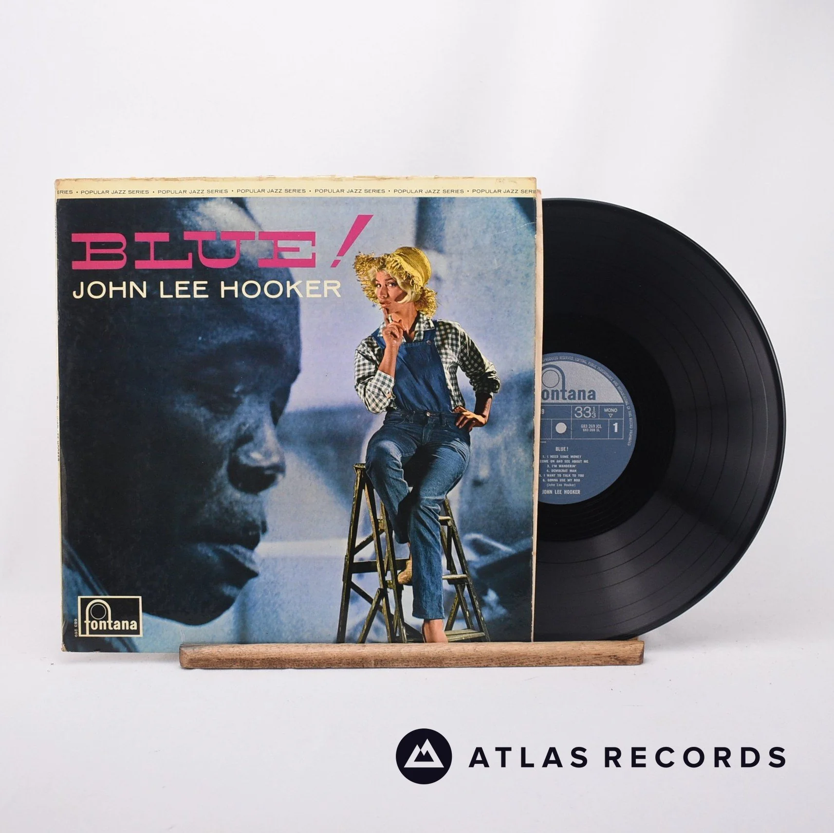 John Lee Hooker - Blue! - Mono Reissue 1L 2L LP Vinyl Record - VG+/VG+