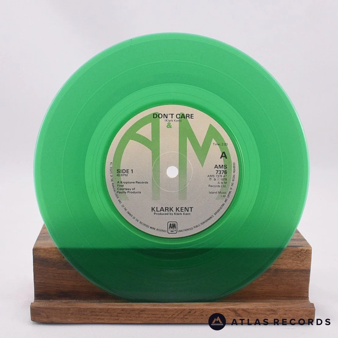 Klark Kent - Don't Care - Green 7" Vinyl Record - EX