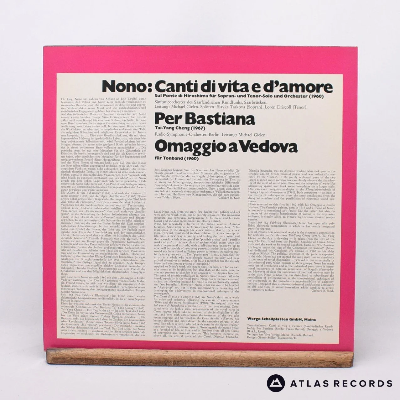 Luigi Nono - Canti Di Vita E D'Amore - LP Vinyl Record - EX/VG+ - Image 2