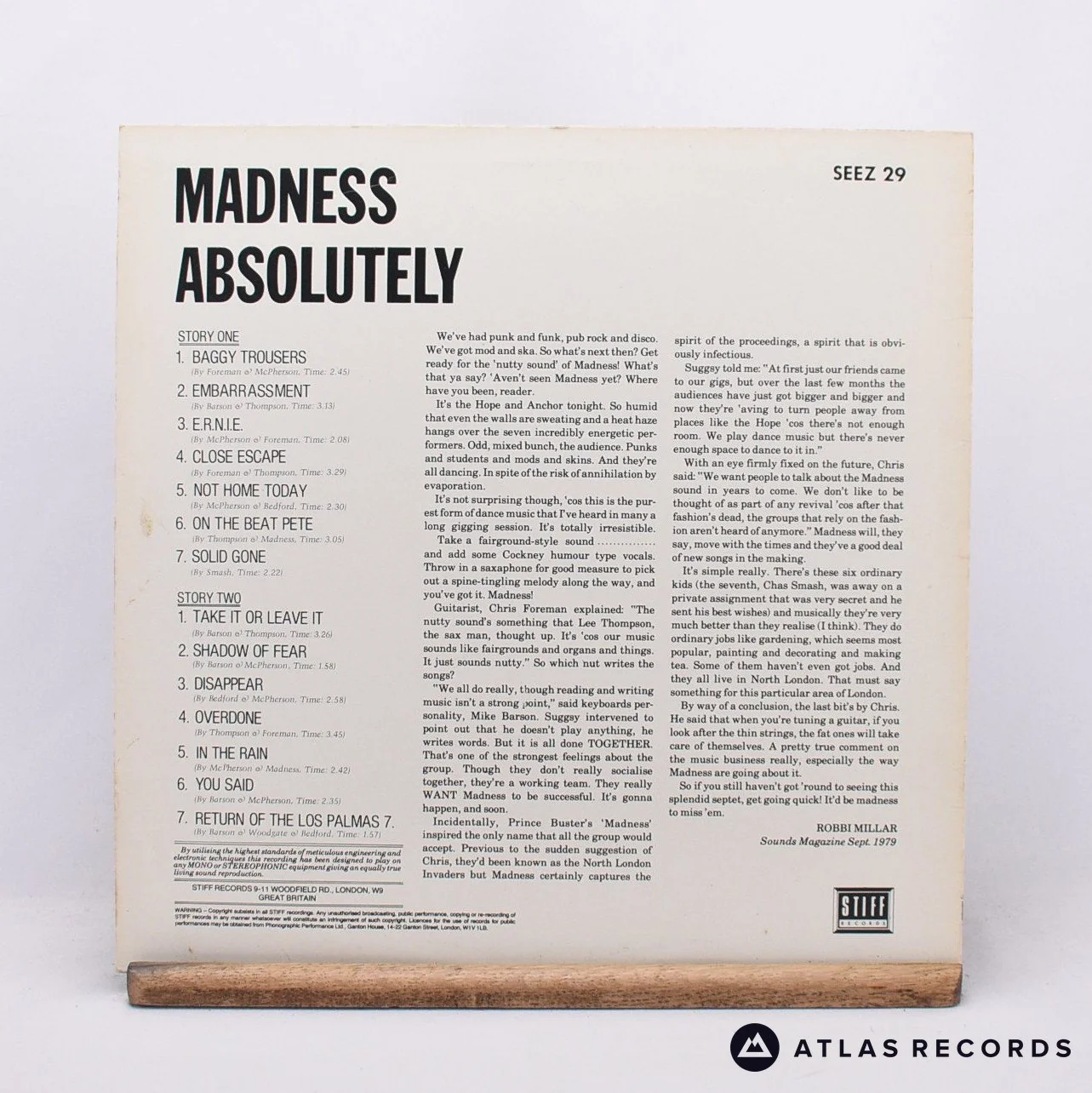 Madness - Absolutely - LP Vinyl Record - VG+/EX - Image 2