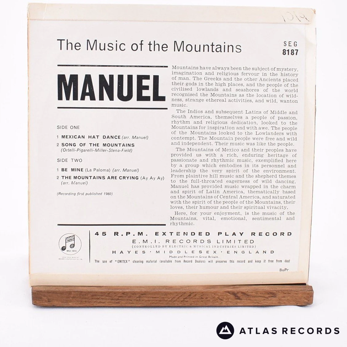 Manuel And His Music Of The Mountains - The Music Of The Mountains - 7" Vinyl Record - EX/VG - Image 2