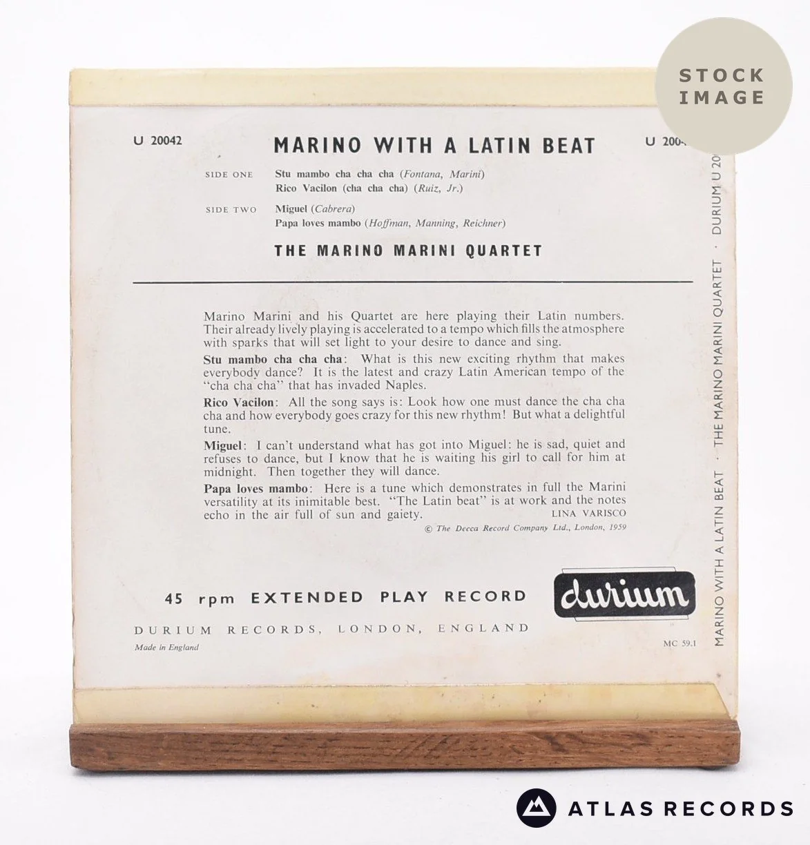 Marino Marini Ed Il Suo Quartetto - Marino With A Latin Beat - 7" EP Vinyl Record - Image 2