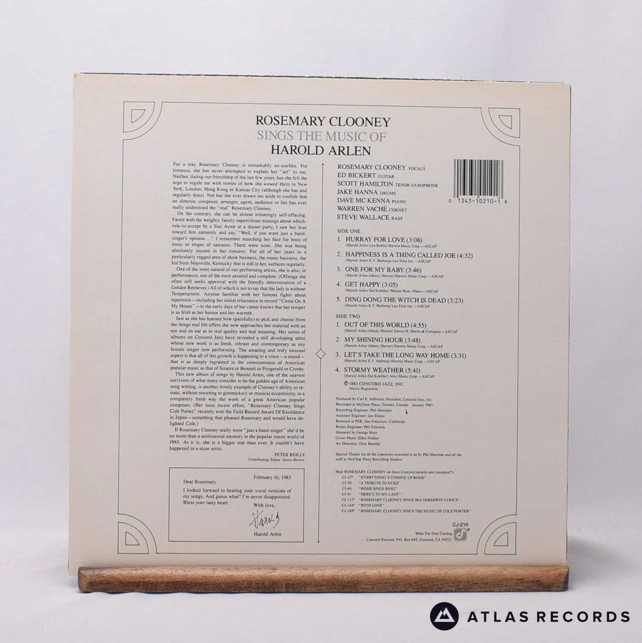 Rosemary Clooney - Rosemary Clooney Sings The Music Of Harold Arlen - LP Vinyl - Image 2