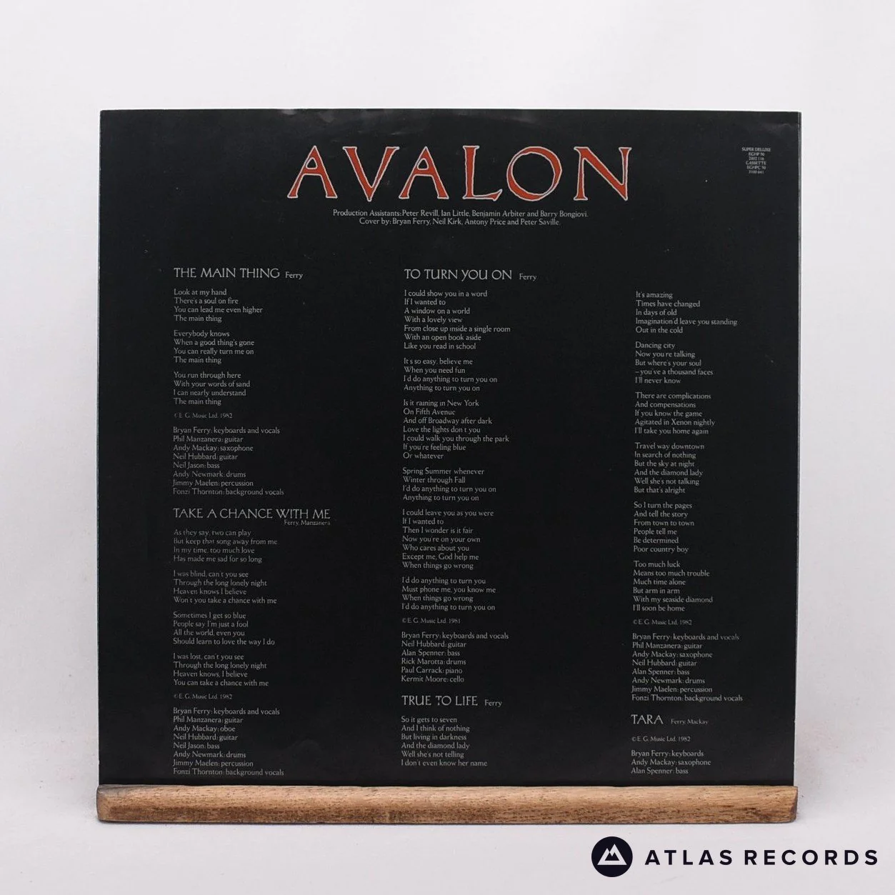 Roxy Music - Avalon - Lyric Sheet A//1 B//4 LP Vinyl Record - EX/VG+ - Image 3