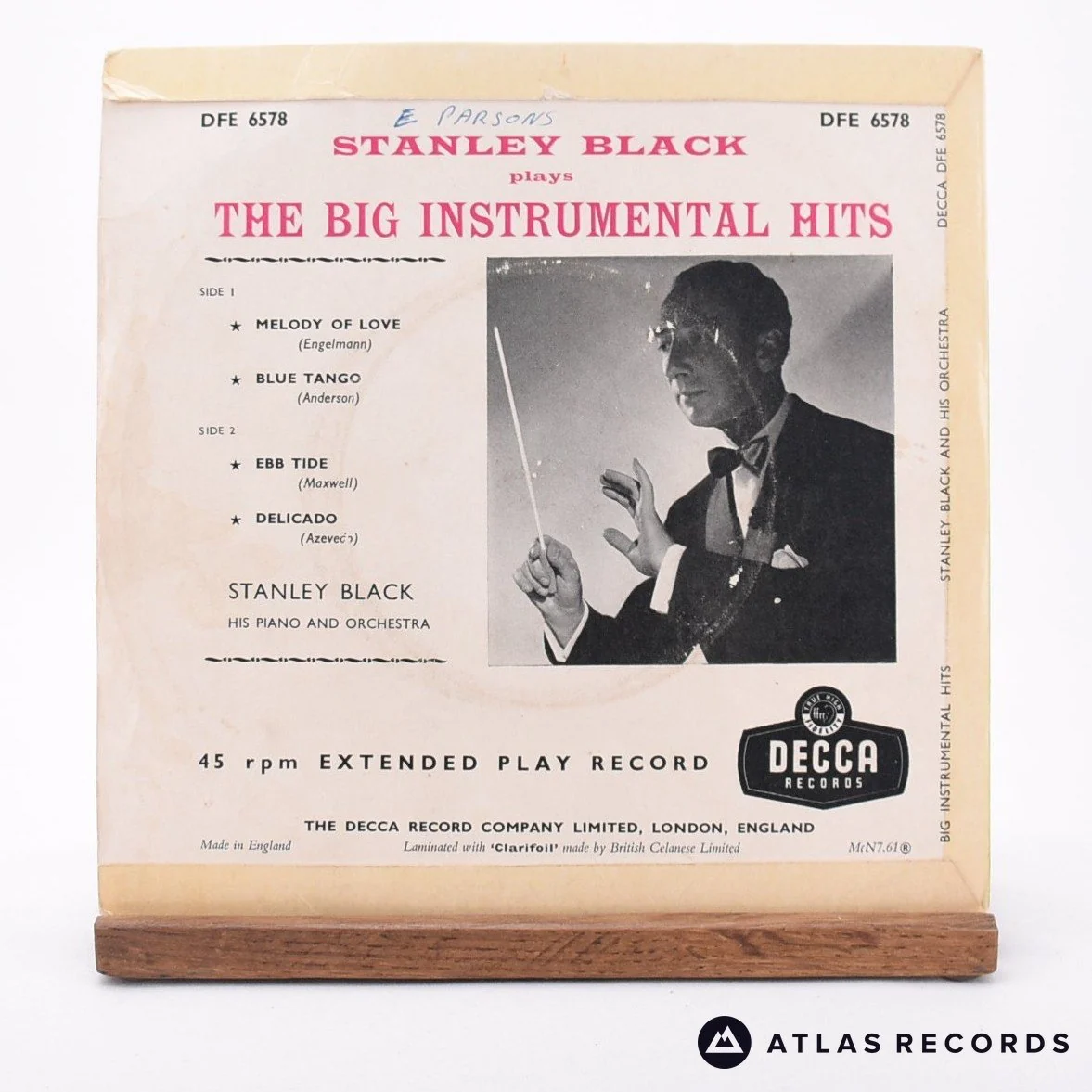 Stanley Black & His Orchestra - Stanley Black Plays The Big Instrumental Hits - 7" EP Vinyl Record - VG+/VG - Image 2