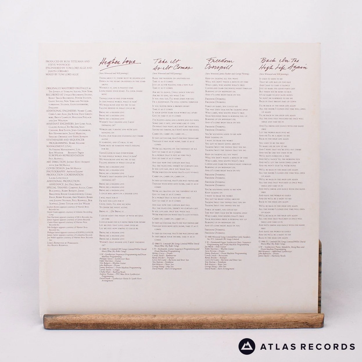 Steve Winwood - Back In The High Life - LP Vinyl Record - VG+/EX - Image 3