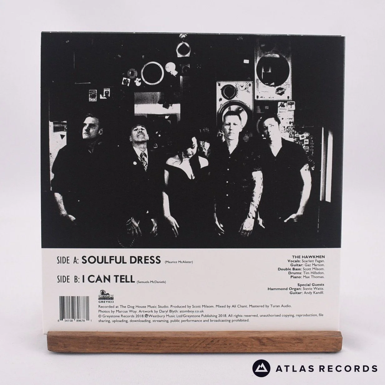 The Hawkmen - Soulful Dress // I Can Tell - Sticker 7" Vinyl Record - NM/NM - Image 2